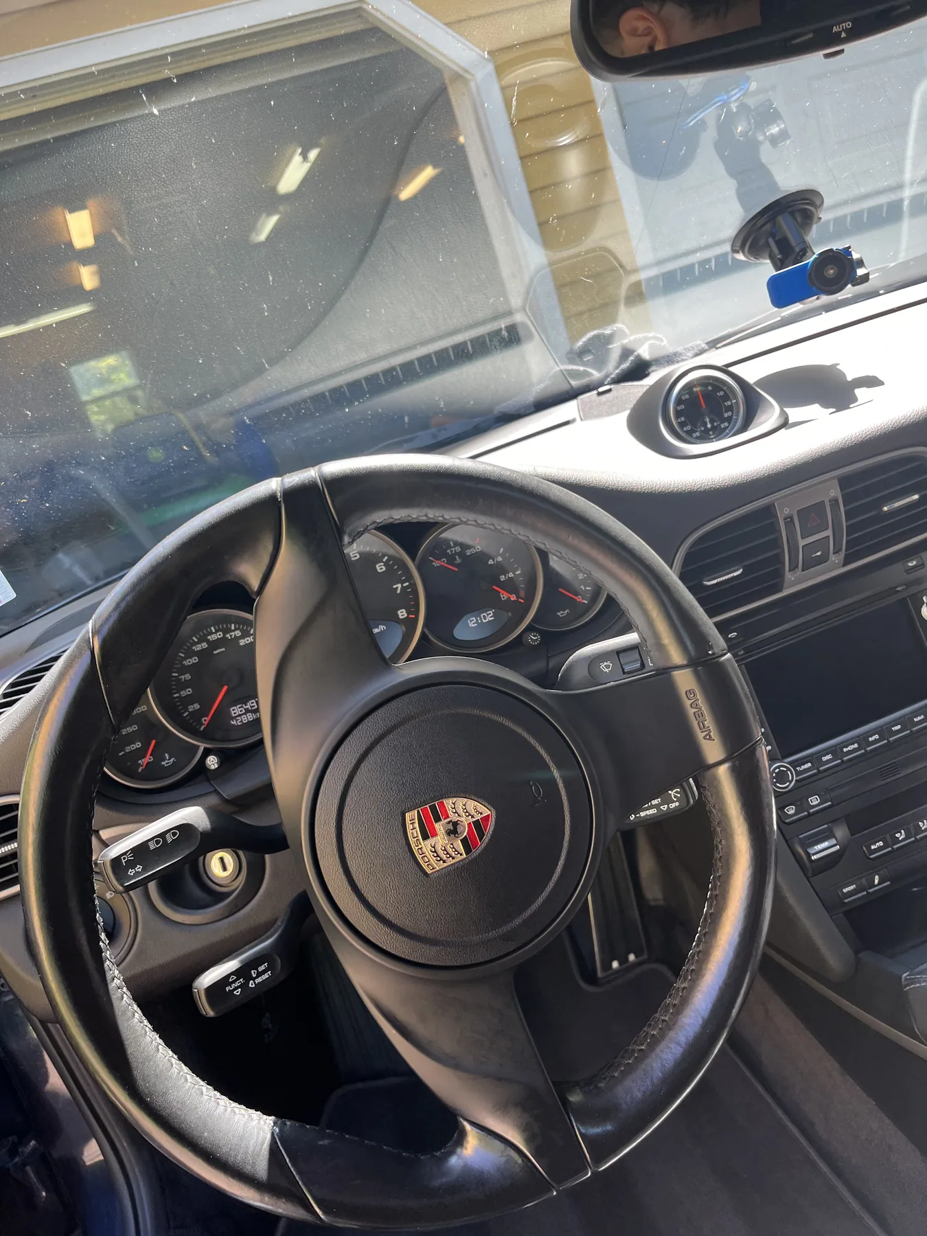 Detailed Porsche cockpit and dashboard